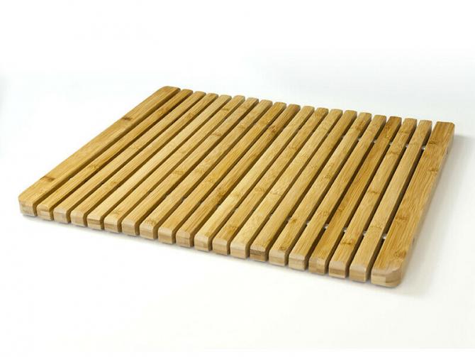 Plastific Natural Wood Anti-Slip Duck Board Rectangular Wooden Bathroom Bath Shower Mat 